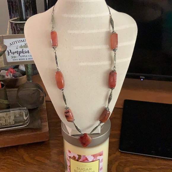 Necklace vintage stones and etched silver - Picture 1 of 6